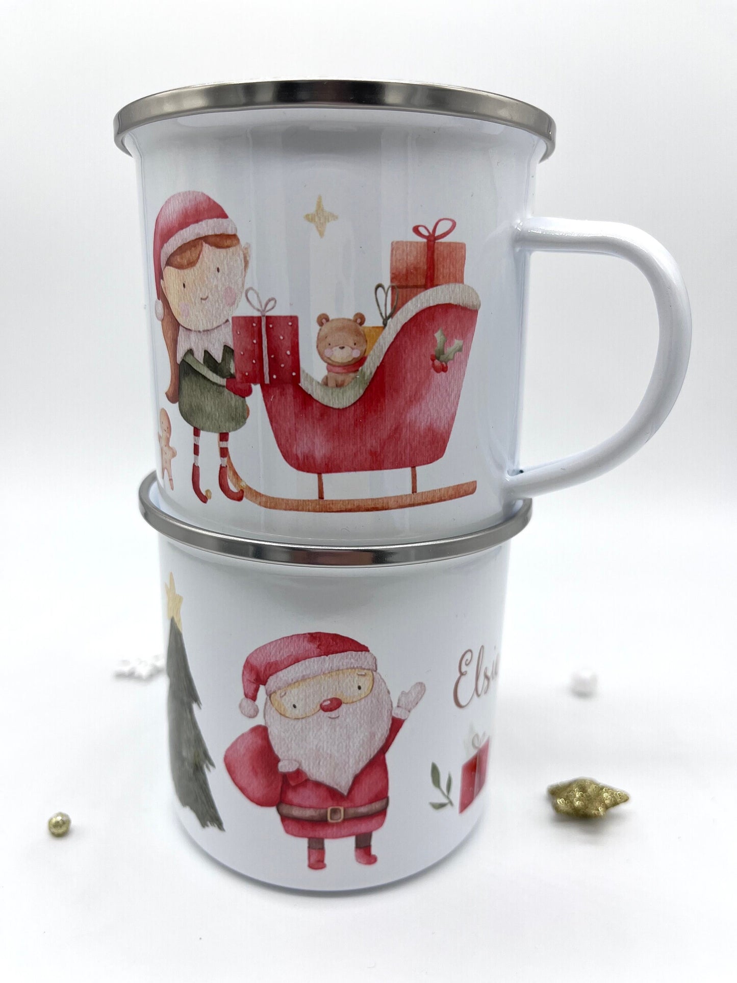 Personalised Santa & Elves Mug & Treat Bag