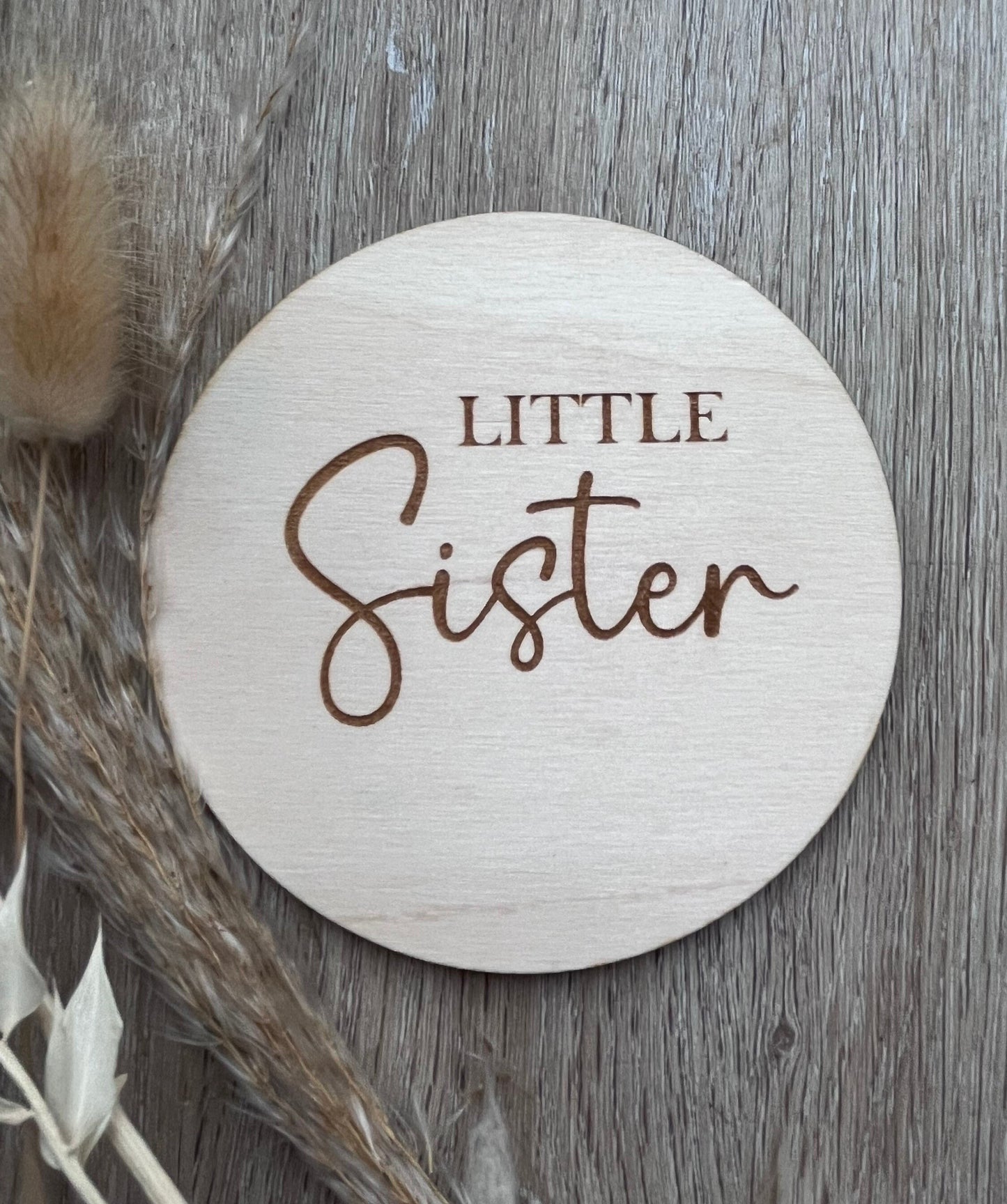 Double sided Little Brother or Sister gender announcement prop.