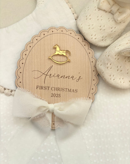 My First Christmas Personalised Plaque - Rocking Horse