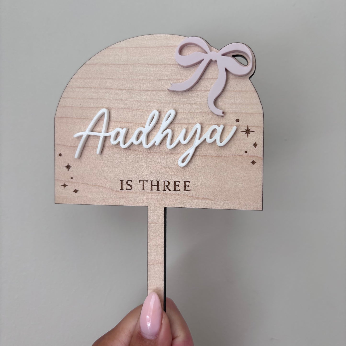 Personalised Wooden Arch Cake Topper - Bow