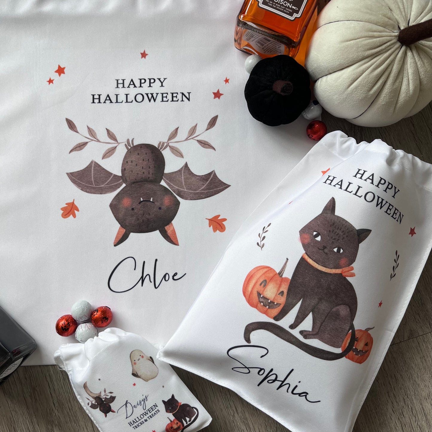 Black Cat or Batty Halloween Sack