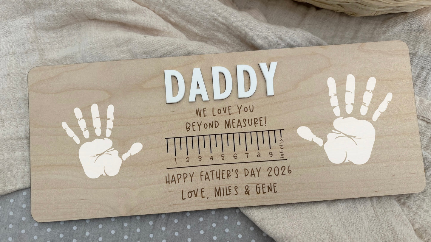 Personalised Father’s Day Handprint Plaque - Loved beyond measure