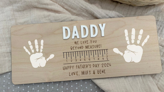 Personalised Father’s Day Handprint Plaque - Loved beyond measure