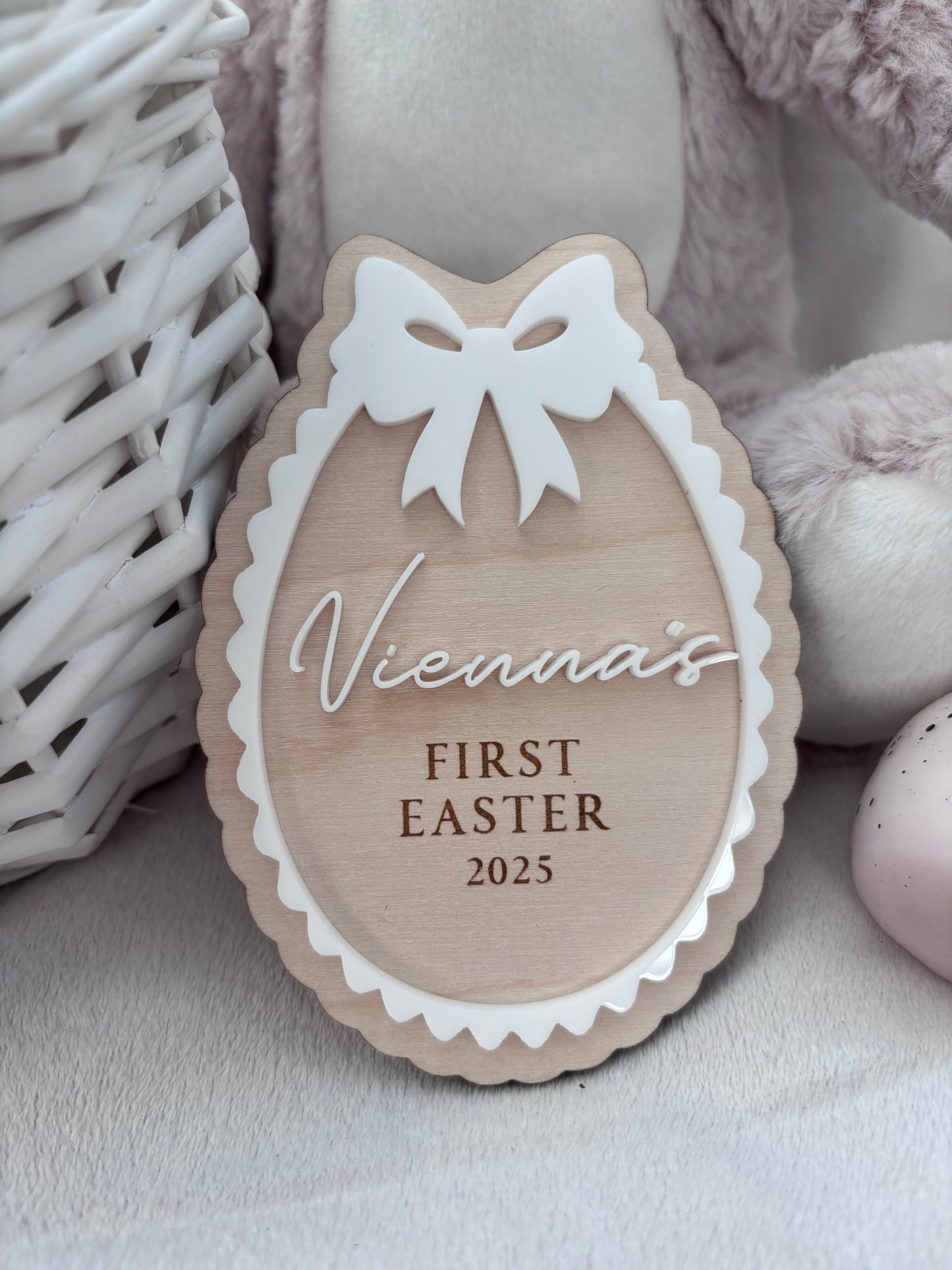 Personalised First Easter Scallop Plaque