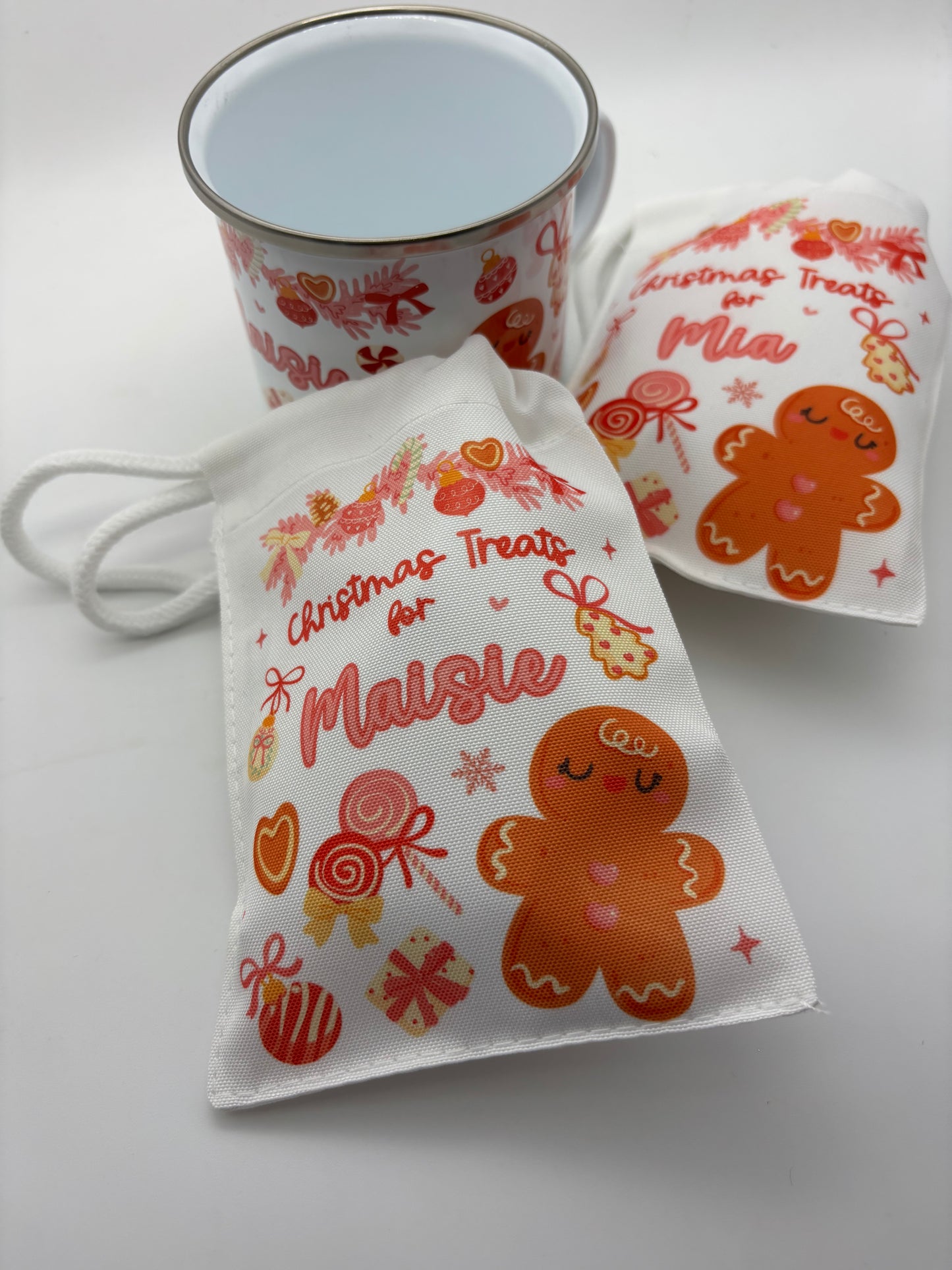 Pink Gingerbread Christmas Mug & Treat bag