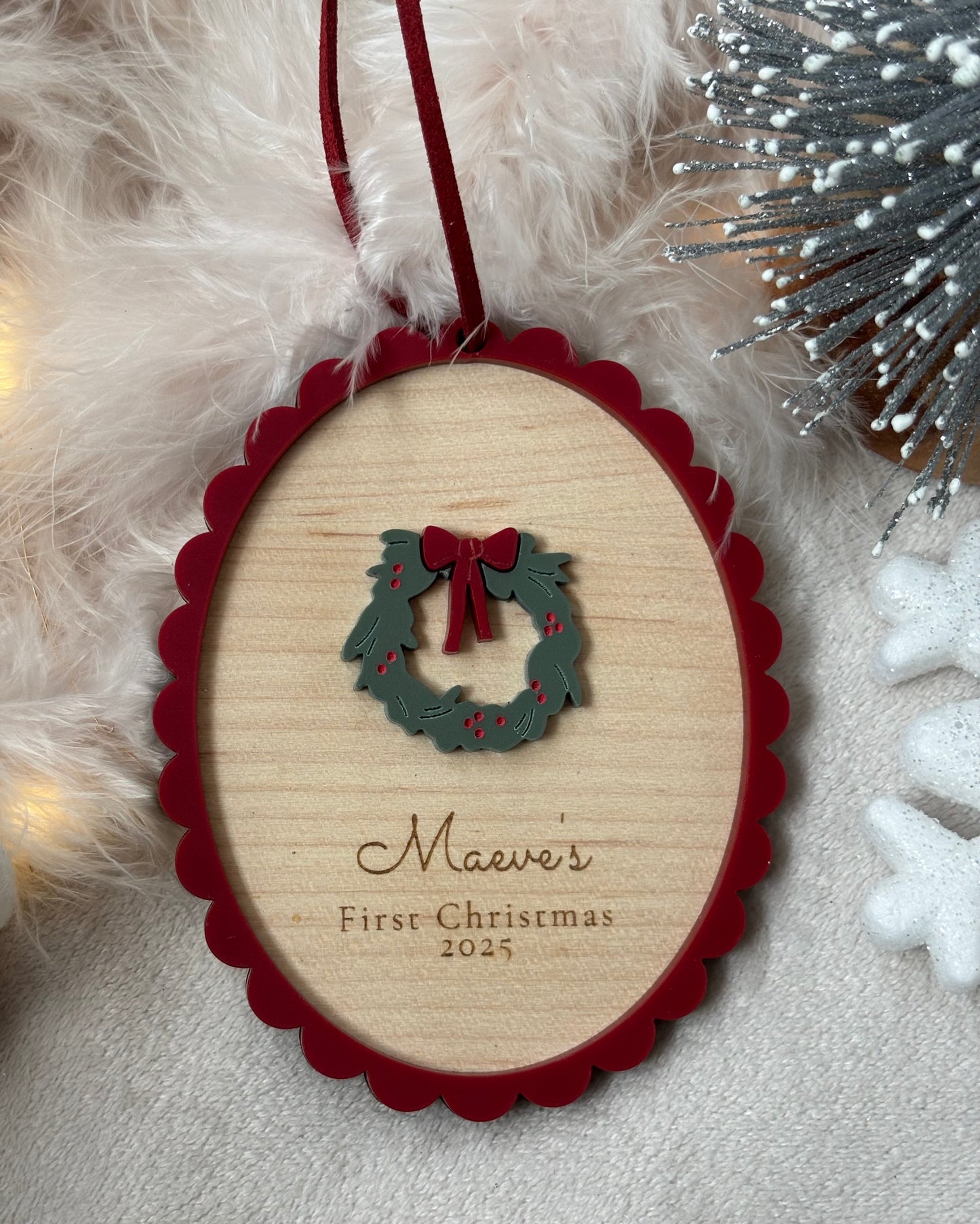 Personalised Scallop Christmas Tree - Wreath Bauble