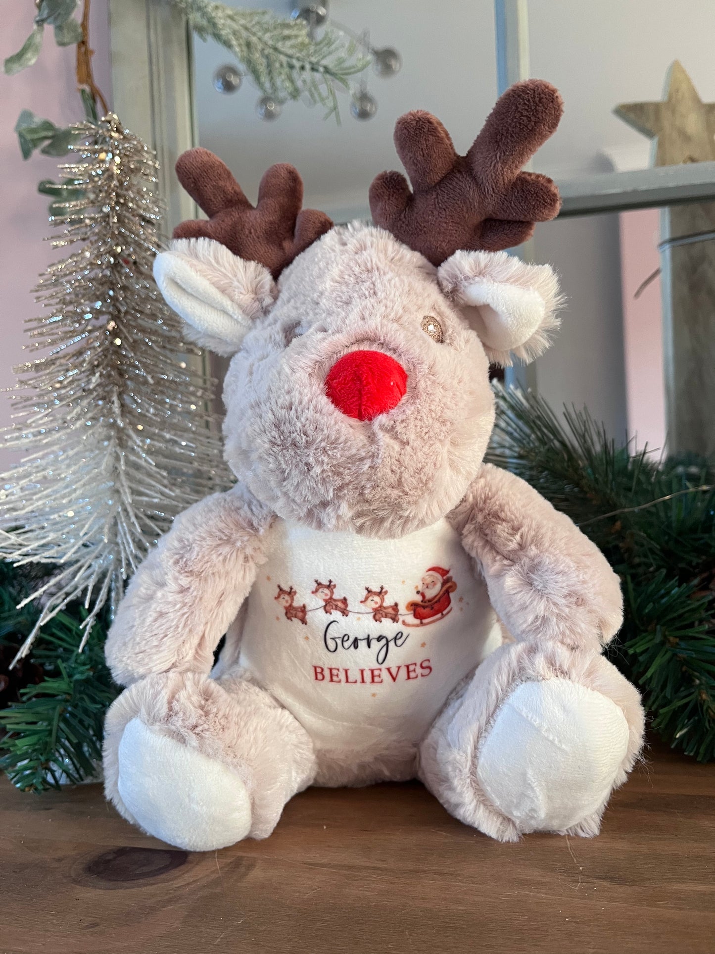 Personalised Rudolf Plush - Santa sleigh