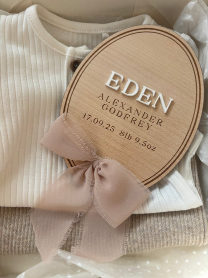 Personalised Baby Keepsake  Plaque with Chiffon Ribbon