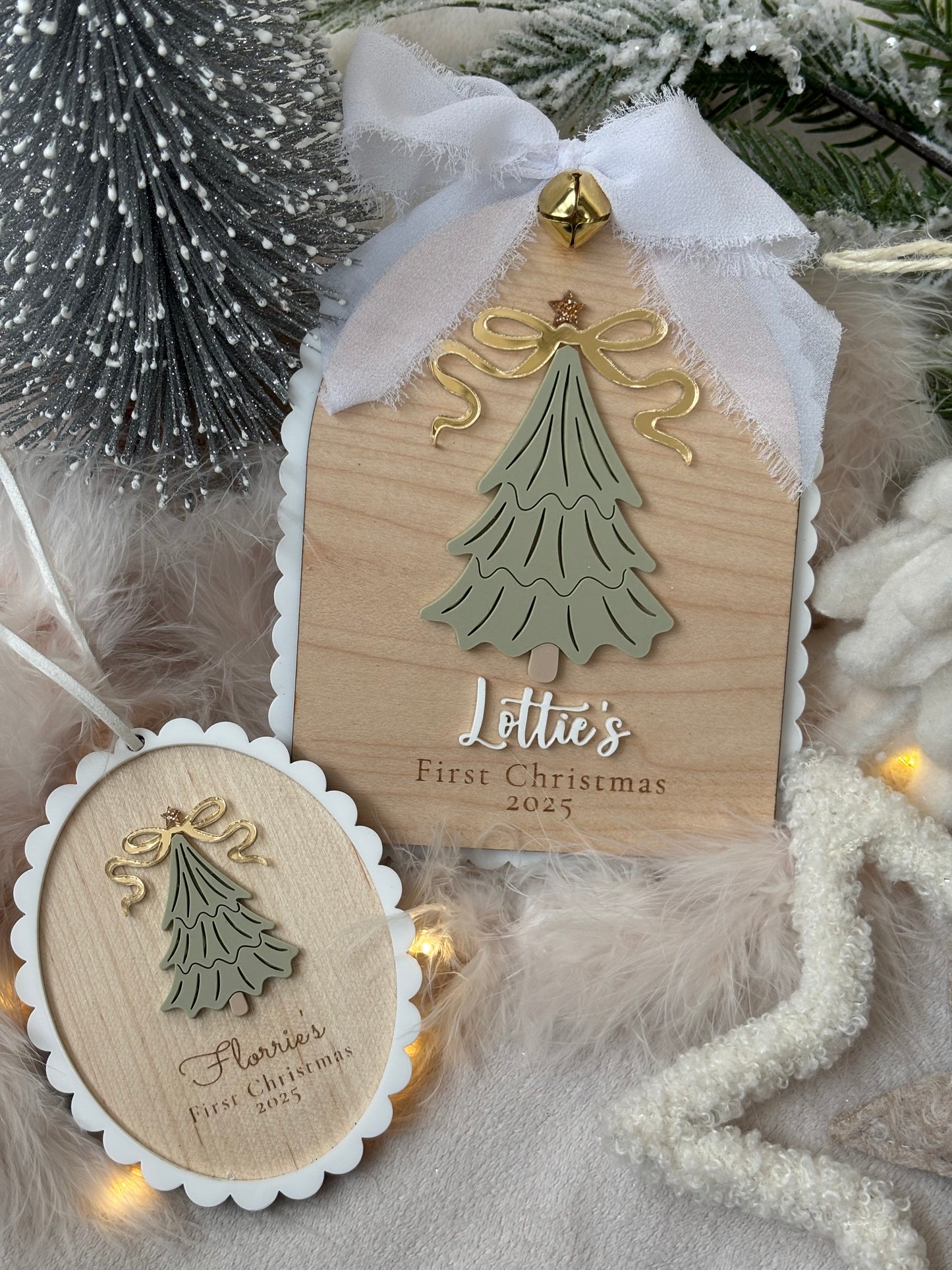 First Christmas Photo Plaque & Bauble - Christmas Tree