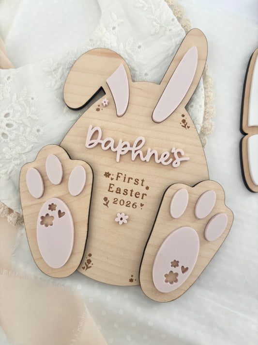 First Easter Floral Bunny Plaque