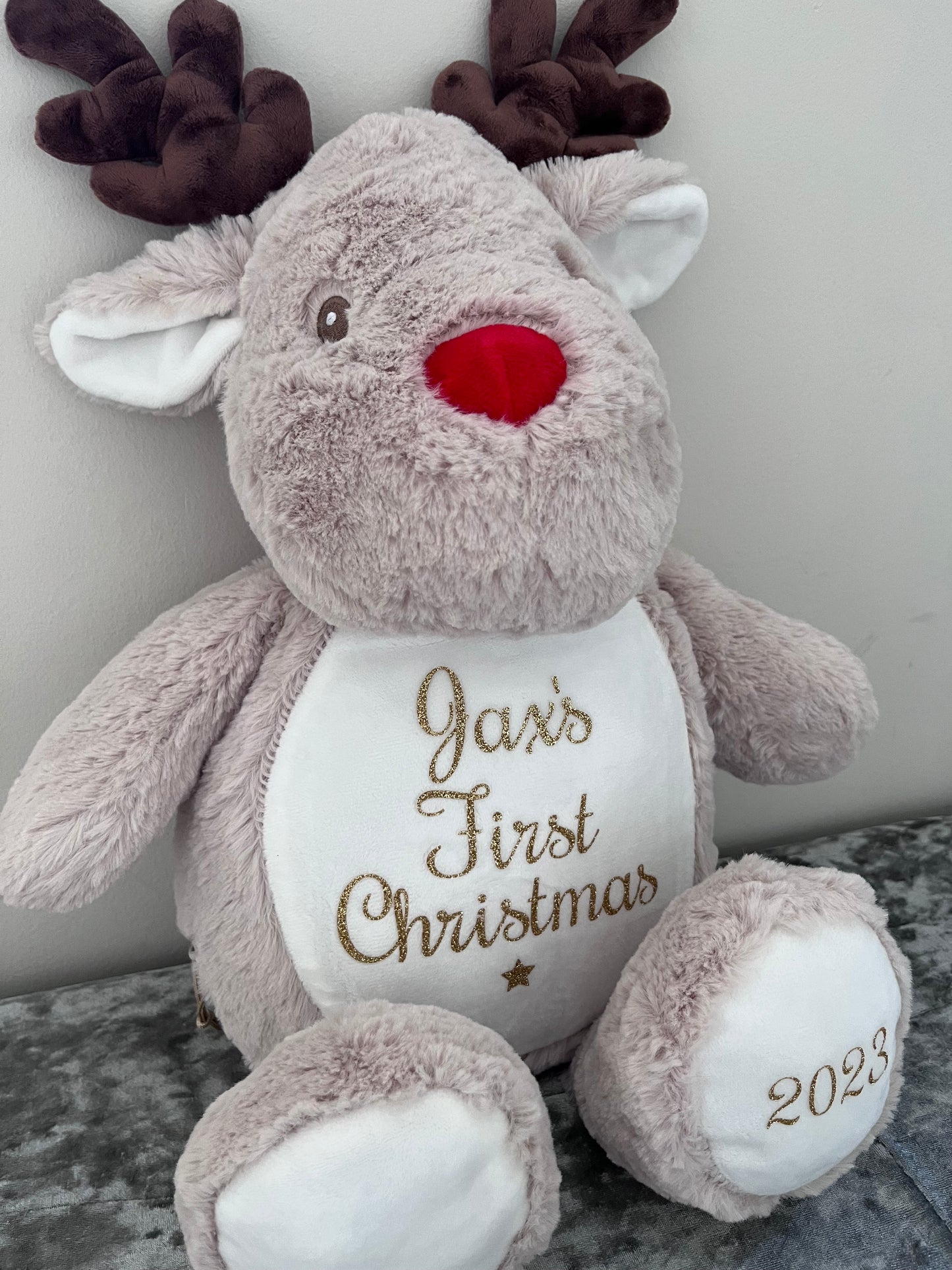 Personalised Rudolf the Reindeer  Plush & Pjs Case - First Christmas