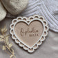 Personalised Scallop Heart Baby Name Announcement Plaque