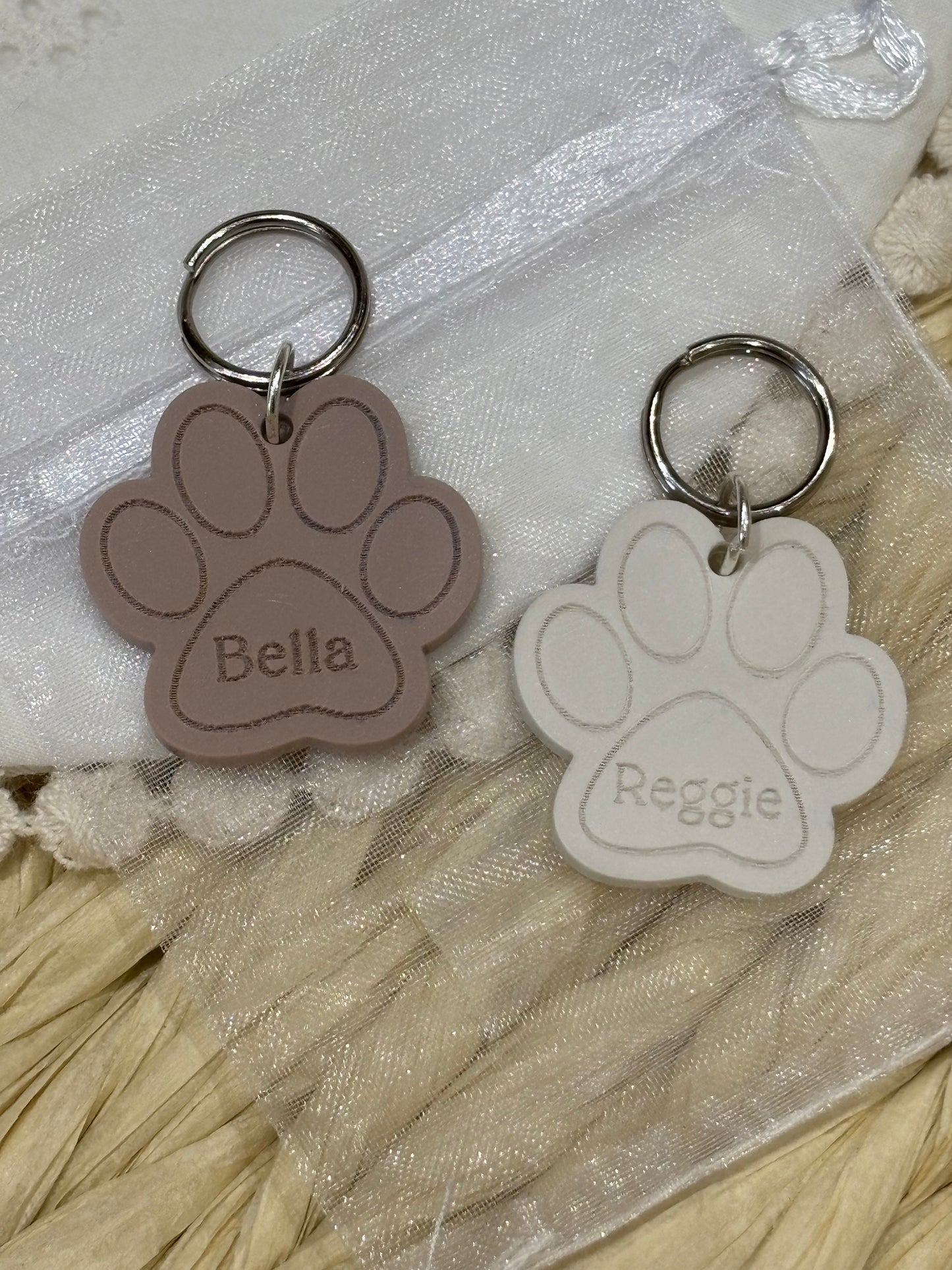 Paw Print Pet Tag - Personalised Acrylic Paw Tag