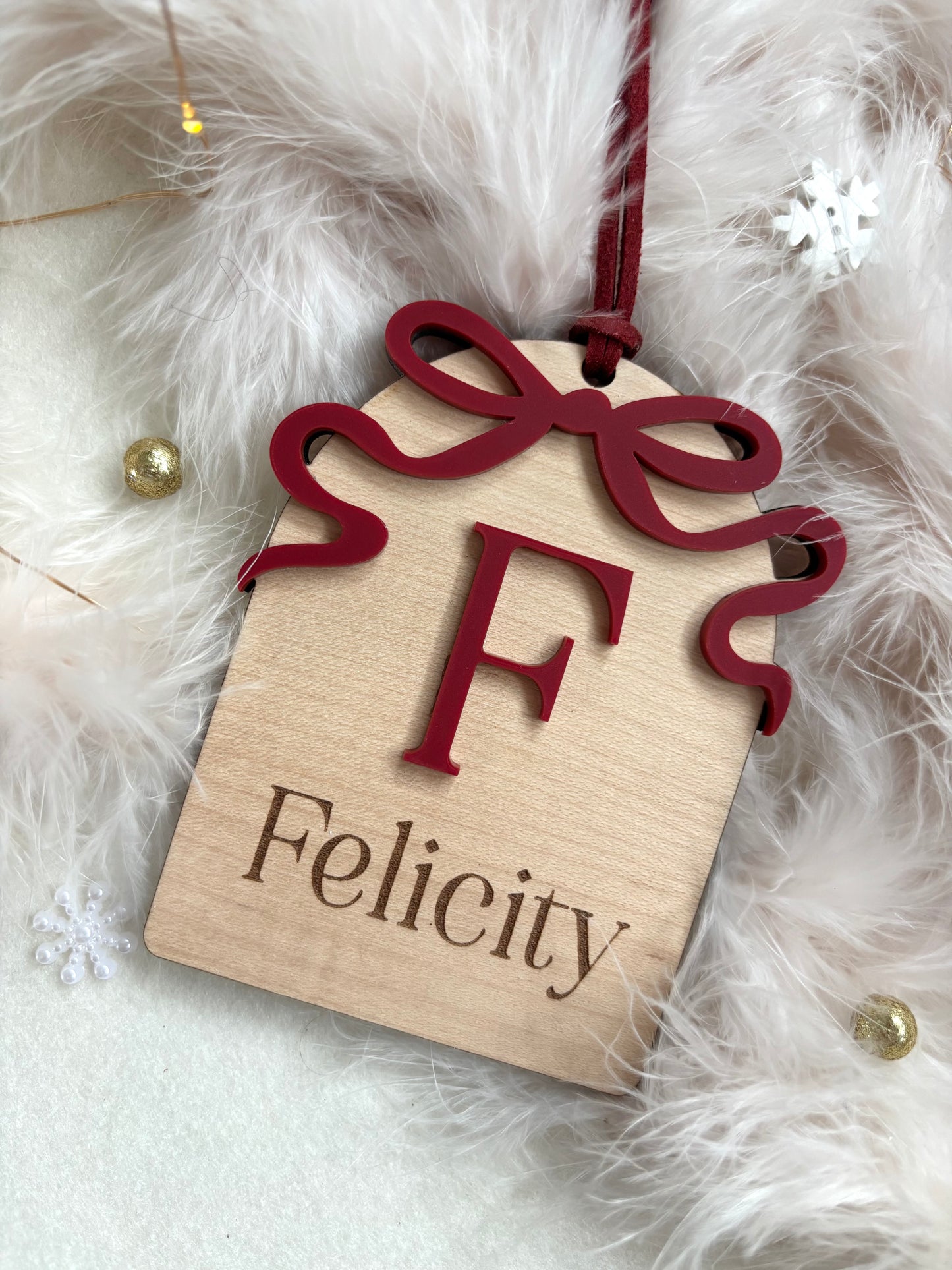 Personalised Bow Initial Bauble
