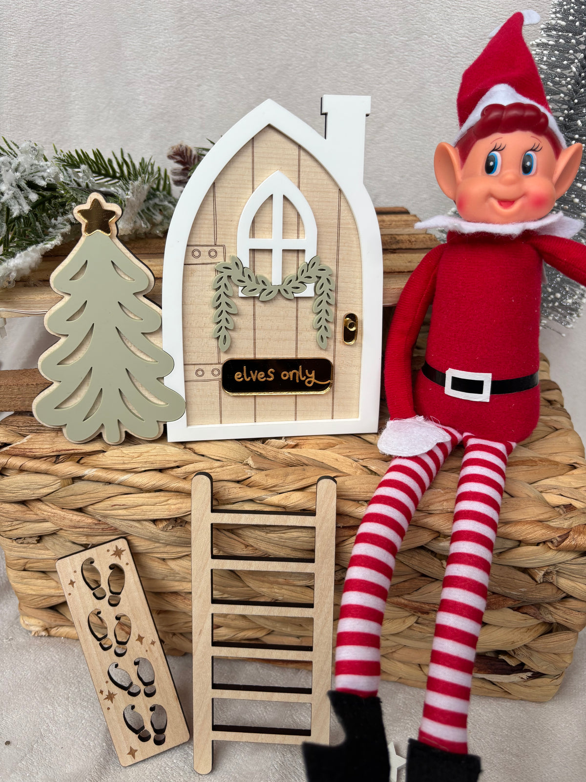 Personalised Magic Elf Door Christmas Shelf Sitter