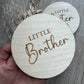 Double sided Little Brother or Sister gender announcement prop.