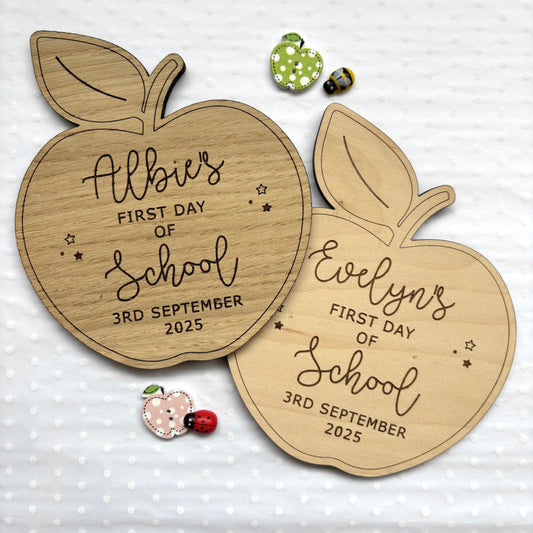 First Day of School Personalised Apple Plaque