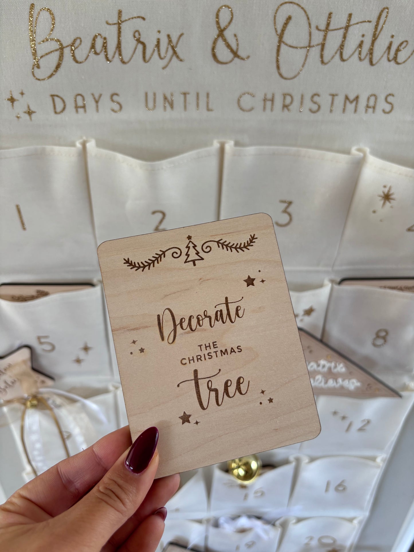 Christmas Activity Cards - Wood Advent Calendar Pocket Cards