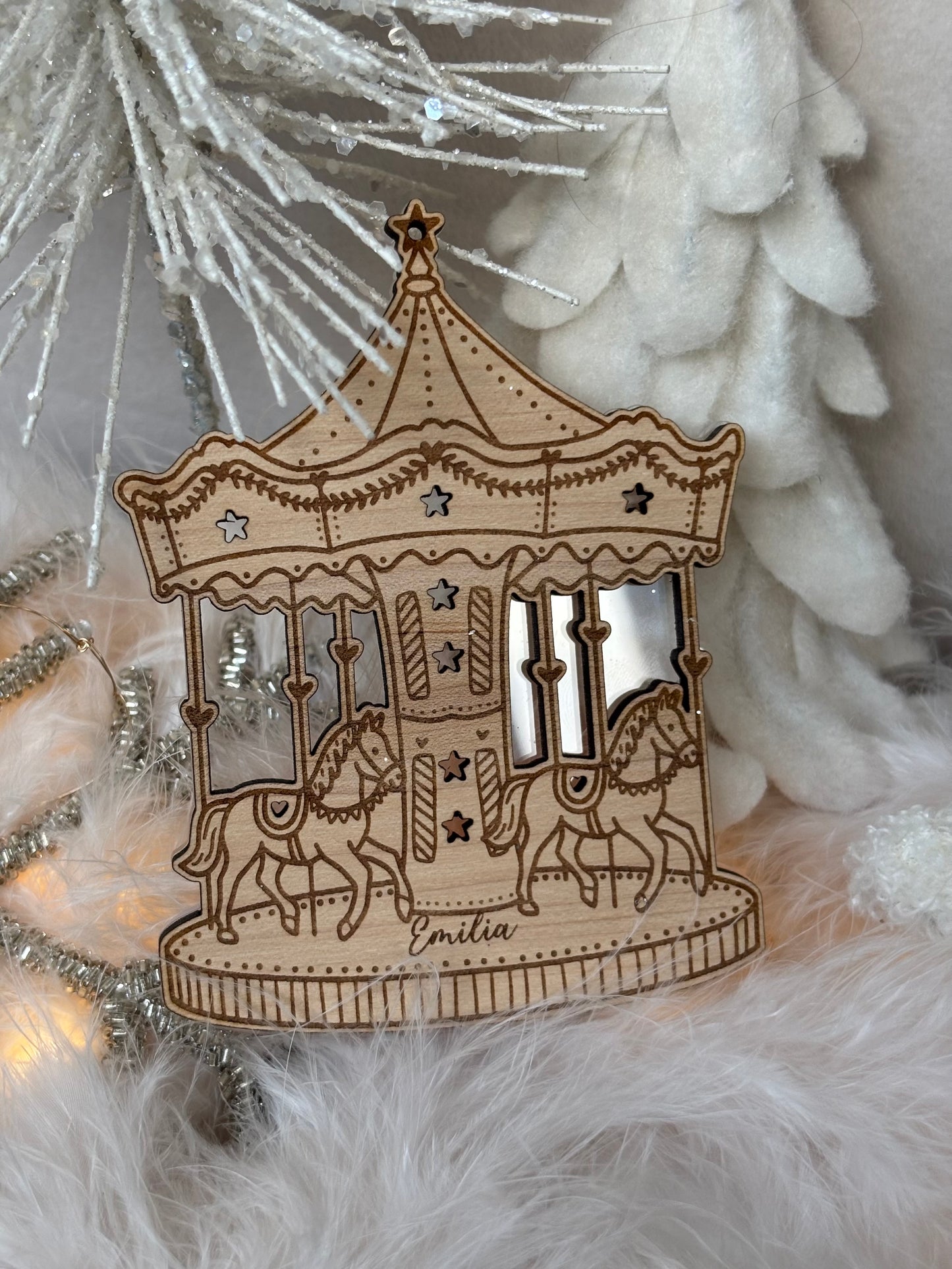 Carousel Wooden Tree Ornament