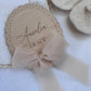 Personalised Wooden Birth Announcement Plaque with Chiffon Ribbon