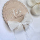 Hello World Wooden Birth Announcement Plaque