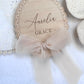 Personalised Wooden Birth Announcement Plaque with Chiffon Ribbon