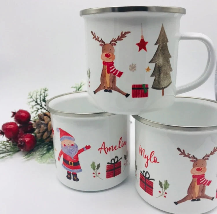 Personalised Santa & Rudolf Mug & Treat Bag