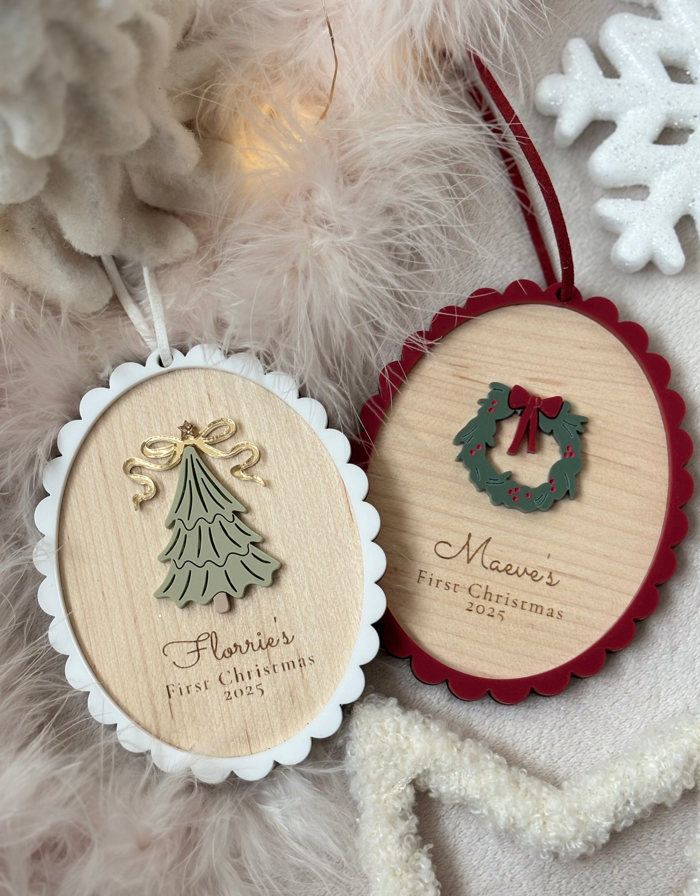 Personalised Scallop Christmas Tree - Wreath Bauble