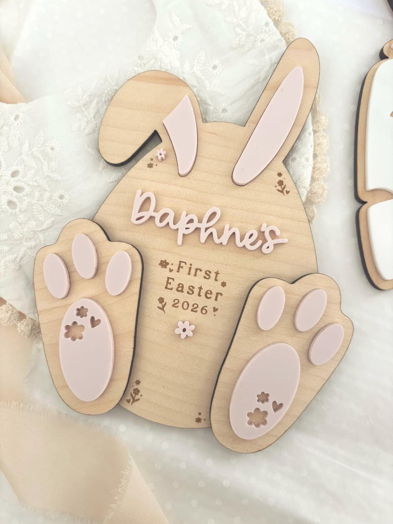 First Easter Floral Bunny Plaque