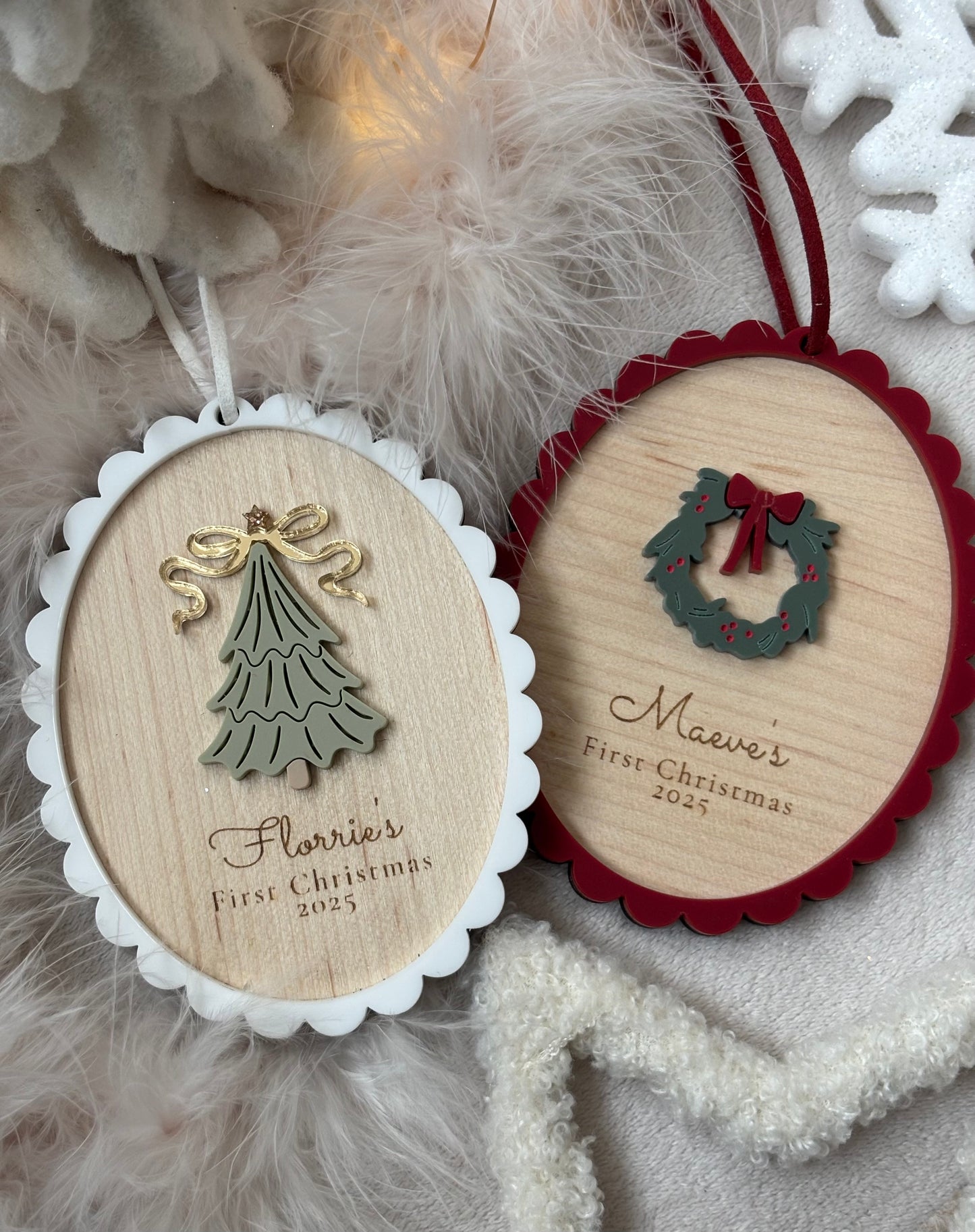 Personalised Scallop Christmas Tree - Wreath Bauble