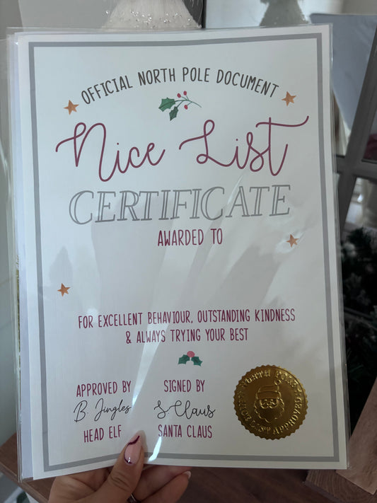 A4 Nice list certificate