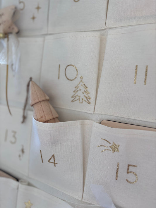 Personalised Fabric Advent Calendar - 24 Pockets - Glitter