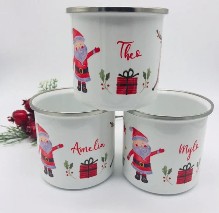 Personalised Santa & Rudolf Mug & Treat Bag