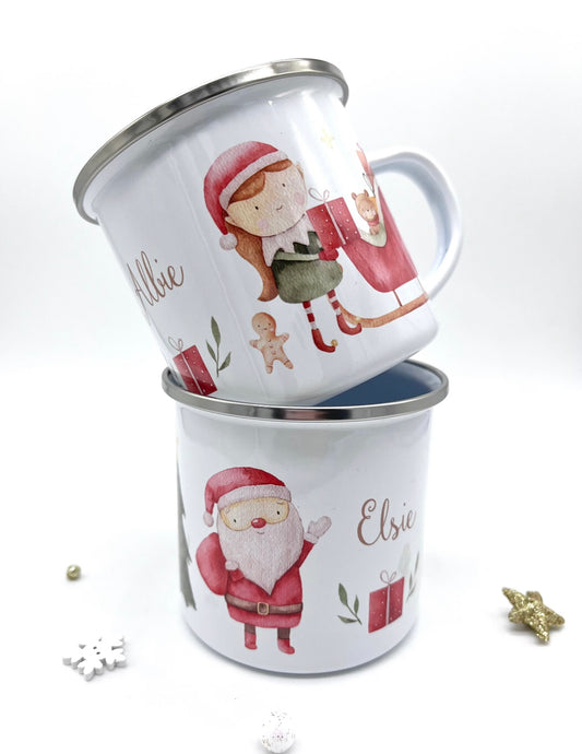 Personalised Santa & Elves Mug & Treat Bag