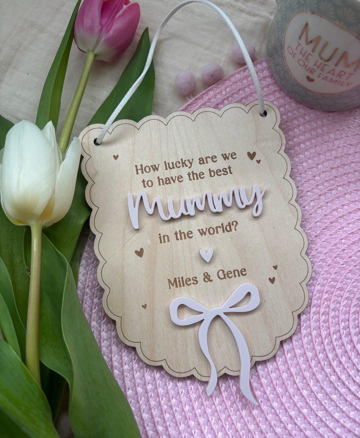 Mother's Day Gift Plaque - Best Mum in the World Personalised Gift Plaque Wood and Acrylic