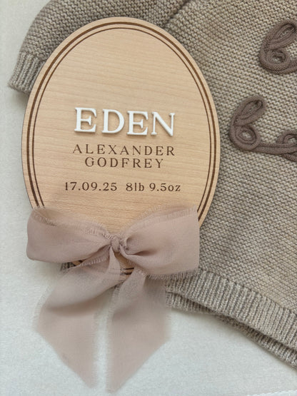 Personalised Baby Keepsake  Plaque with Chiffon Ribbon