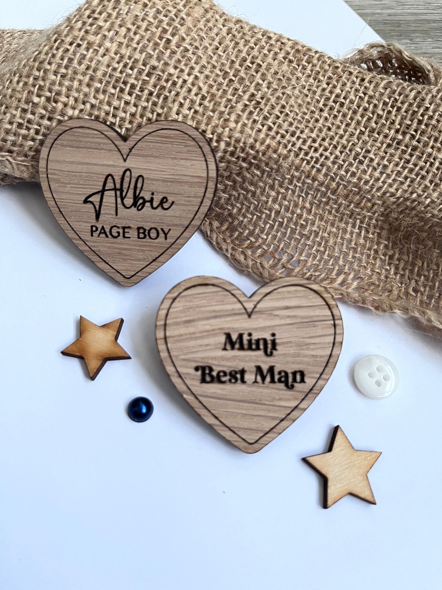 Personalised Page Boy, Mini Best Man Wooden Wedding Badge