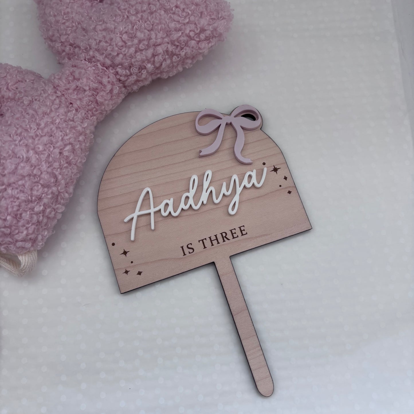Personalised Wooden Arch Cake Topper - Bow