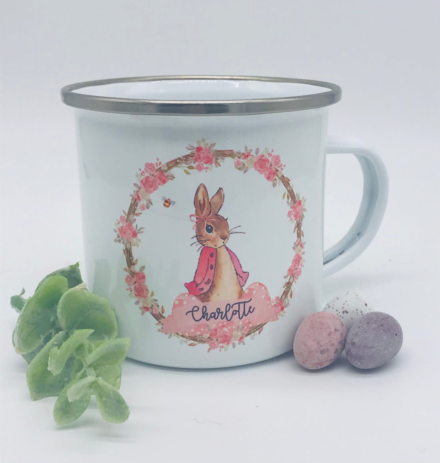 Personalised Easter Bunny Mug & Treat bag - Pink or Blue