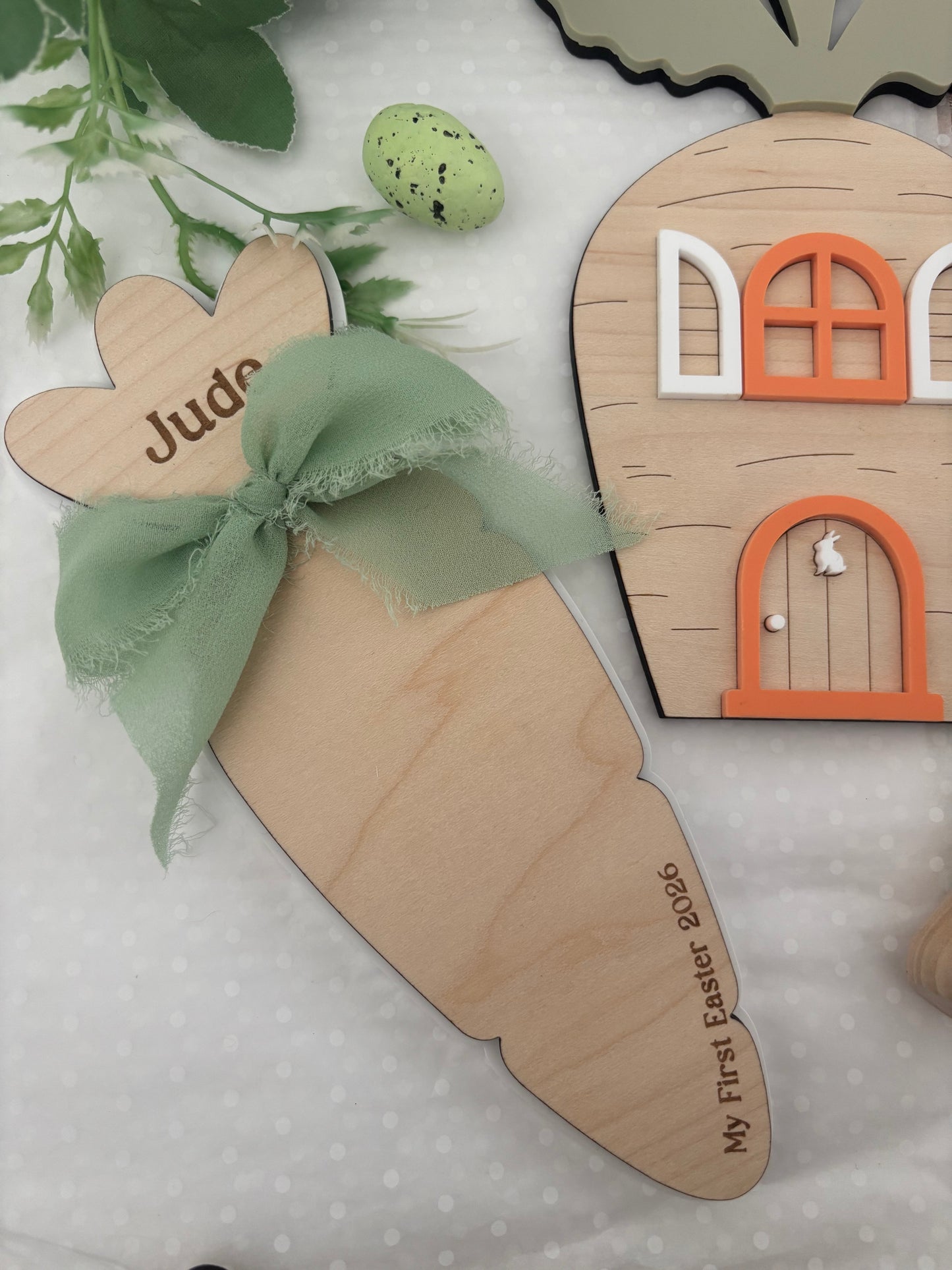Personalised Carrot First Easter Footprint Plaque