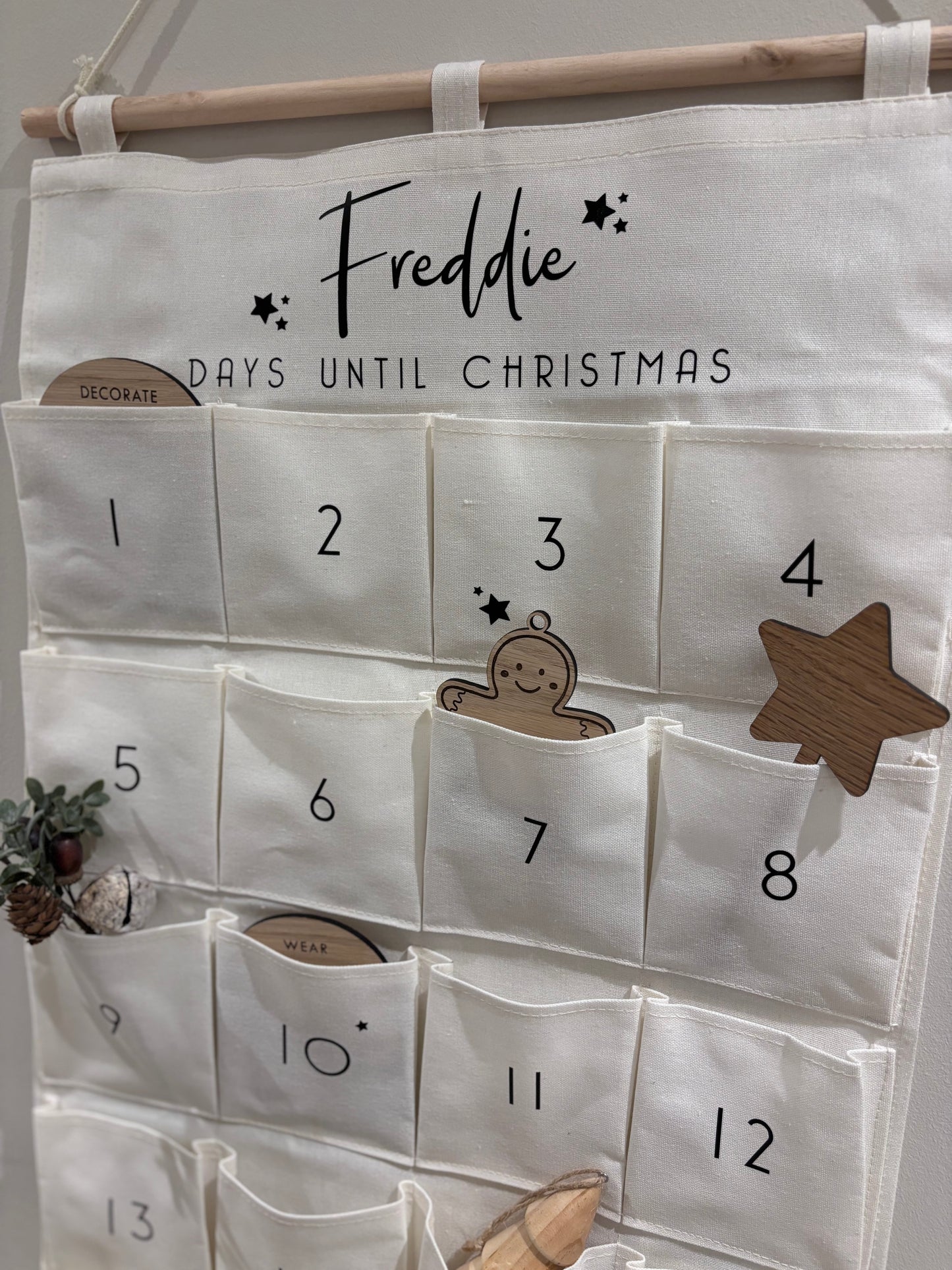 Personalised Fabric Advent Calendar - 24 Pockets