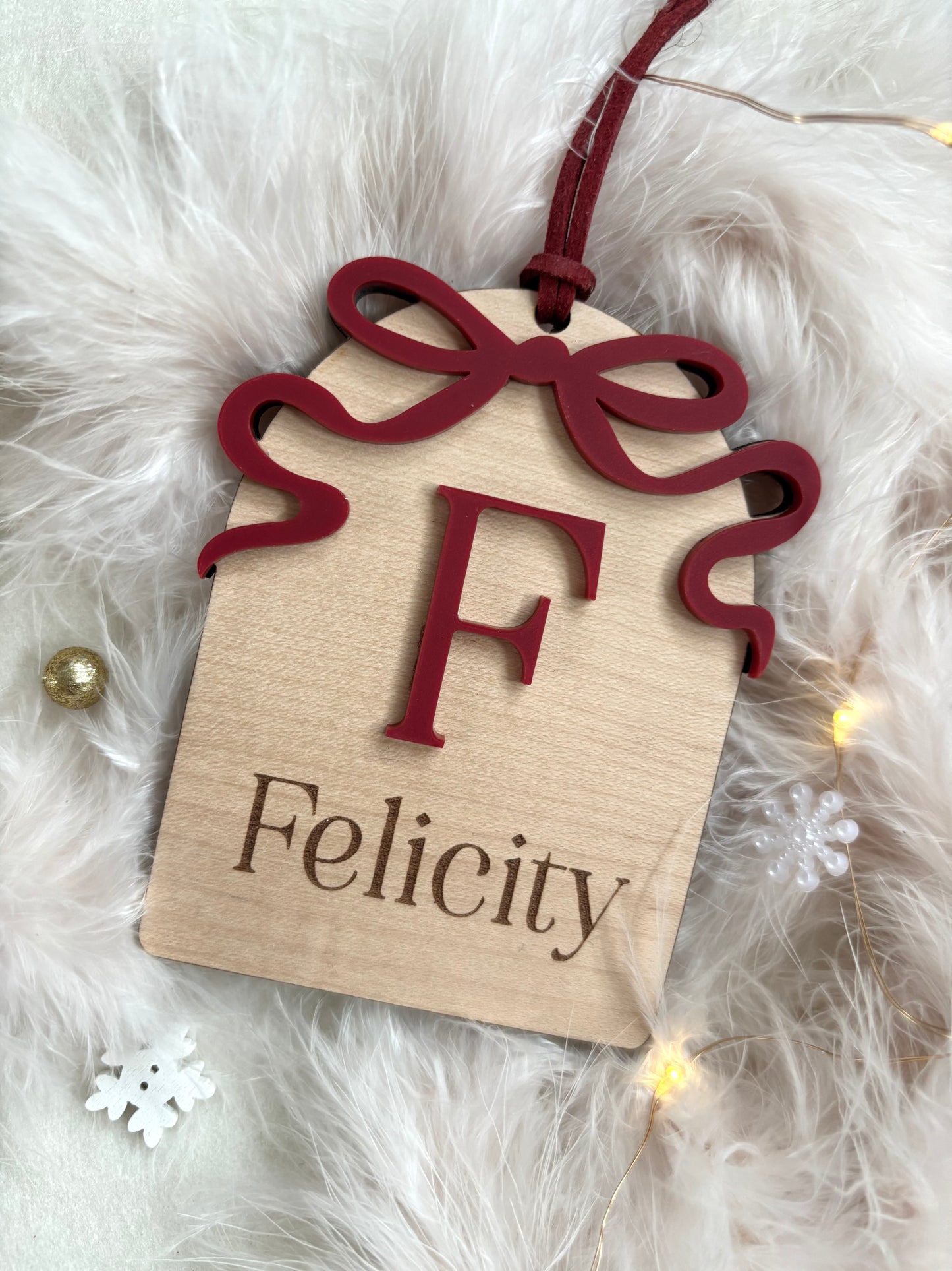 Personalised Bow Initial Bauble