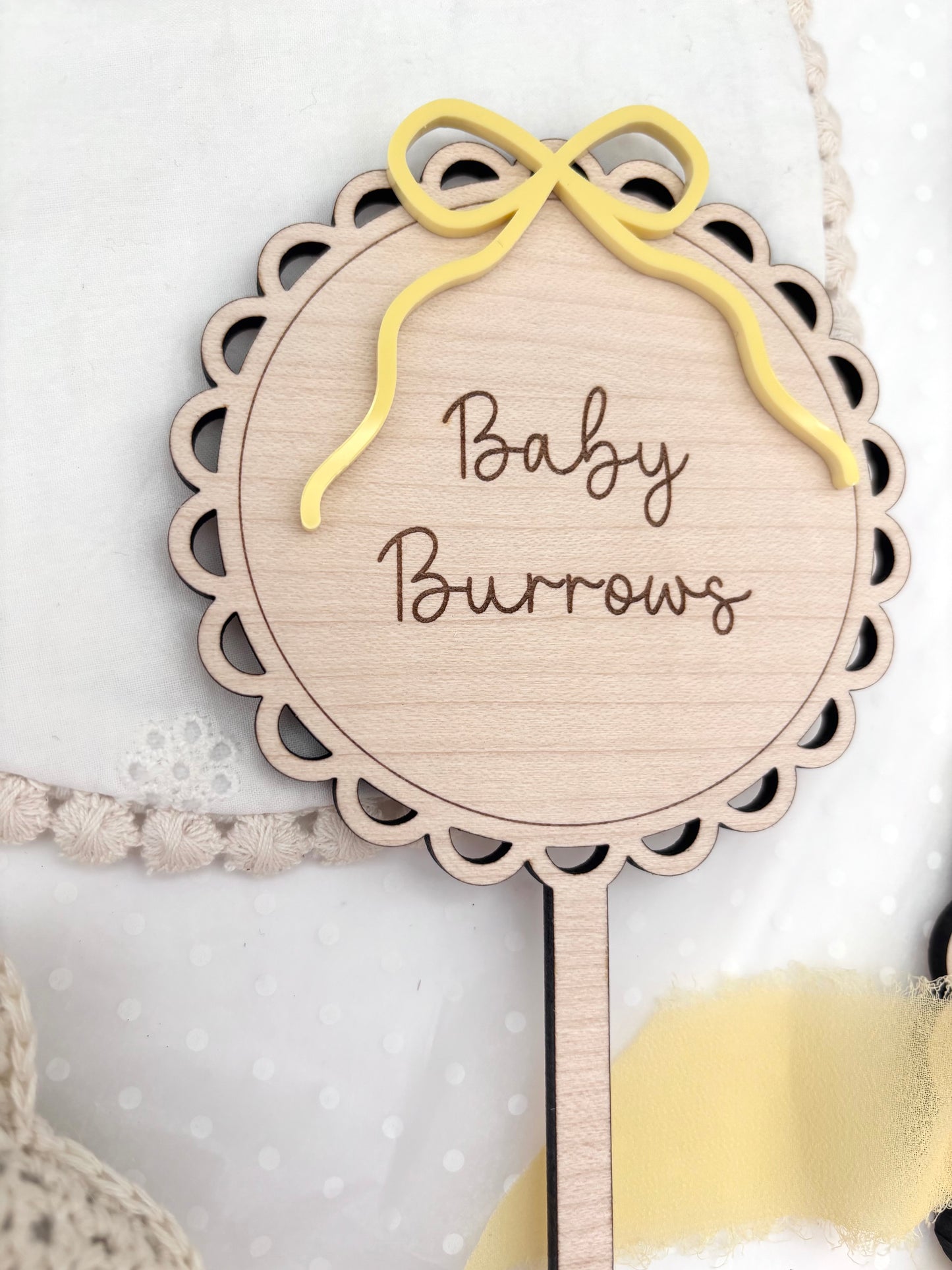 Personalised Wooden Cake Topper - Bow