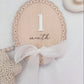 Scallop Wooden Monthly Milestone Markers Set with Chiffon Bow- Baby Gift