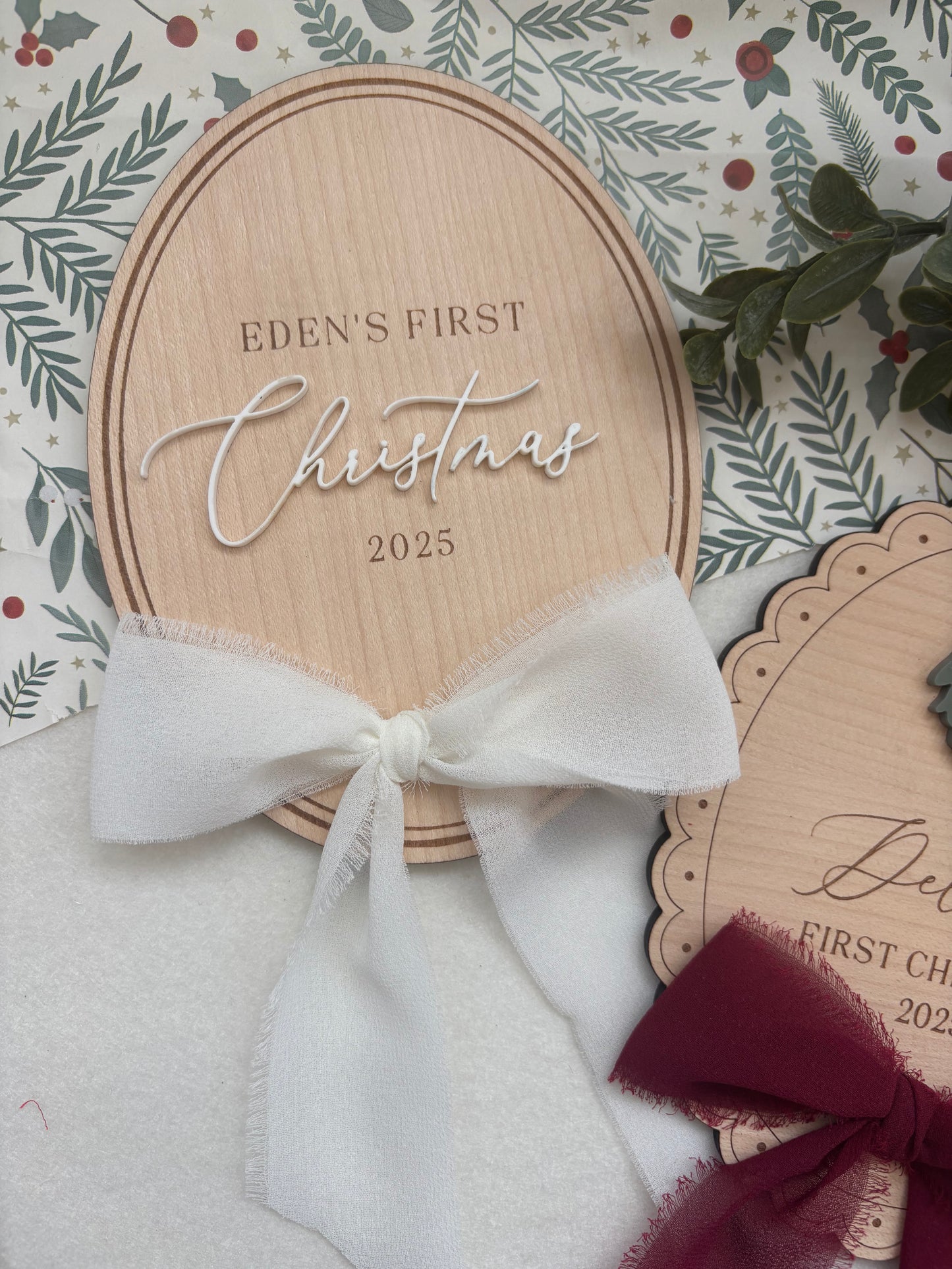 My First Christmas Personalised Plaque - Oval