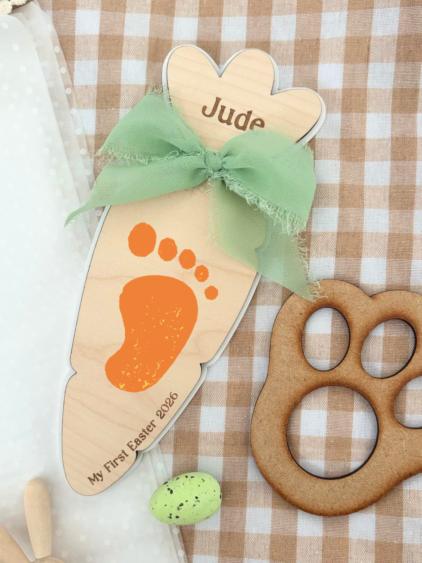 Personalised Carrot First Easter Footprint Plaque