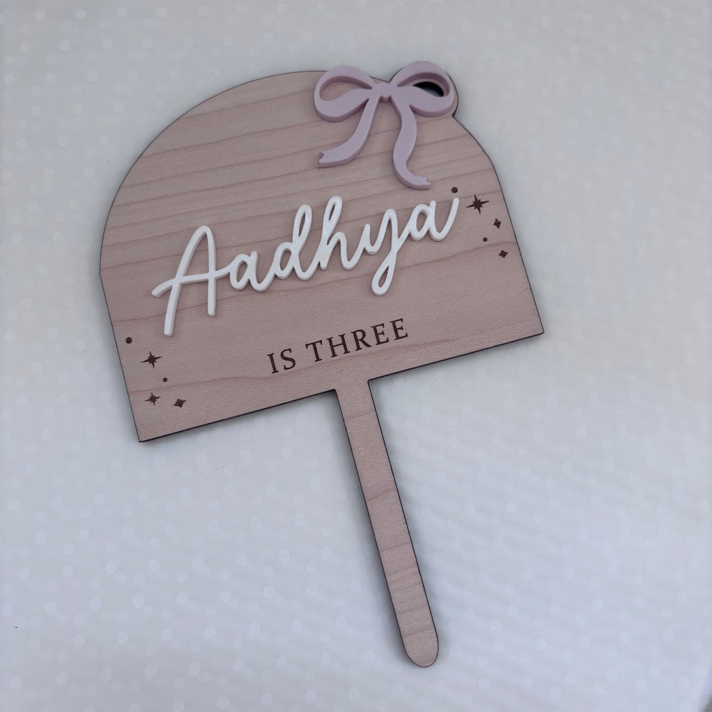 Personalised Wooden Arch Cake Topper - Bow