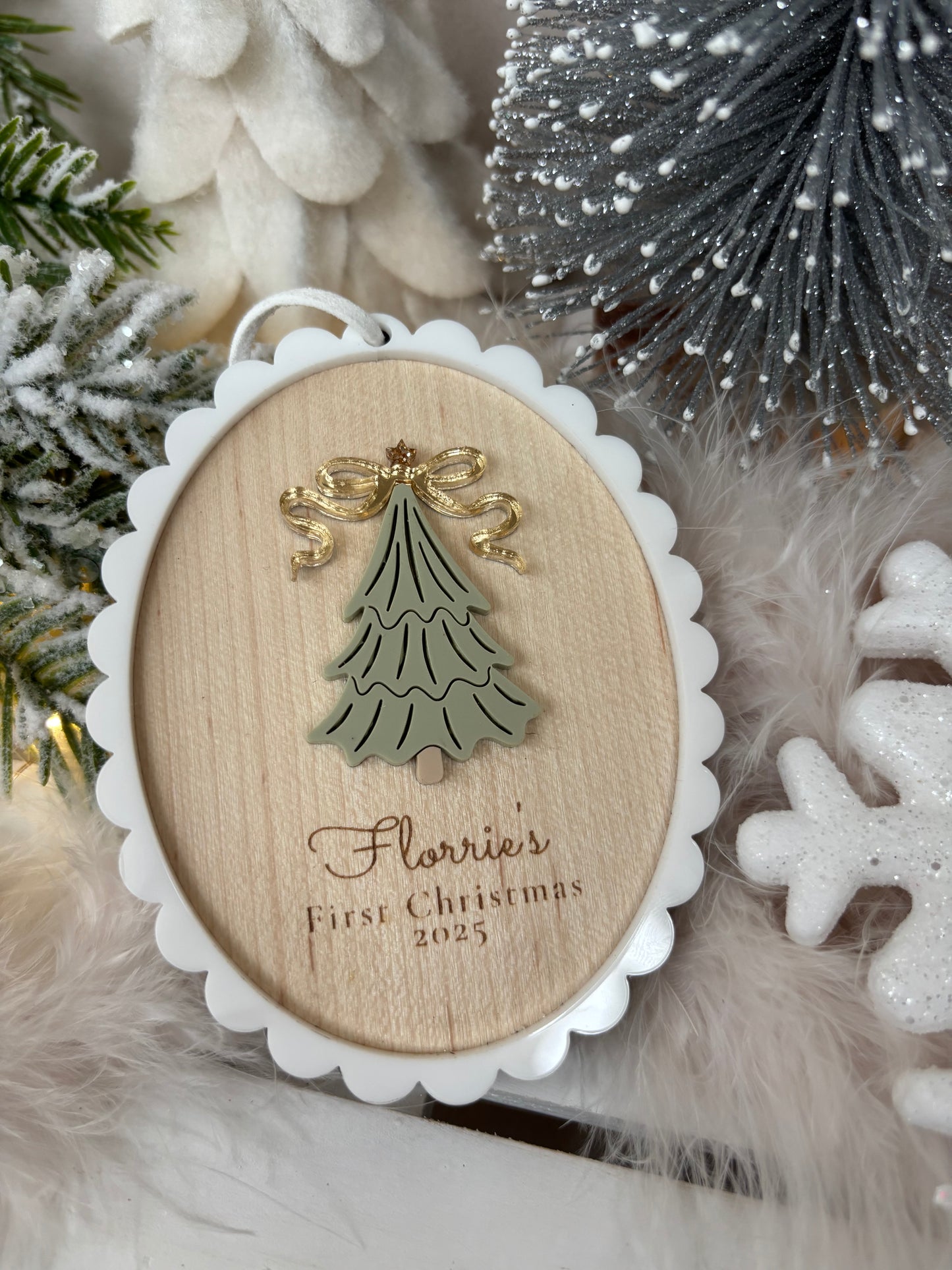 Personalised Scallop Christmas Tree - Wreath Bauble
