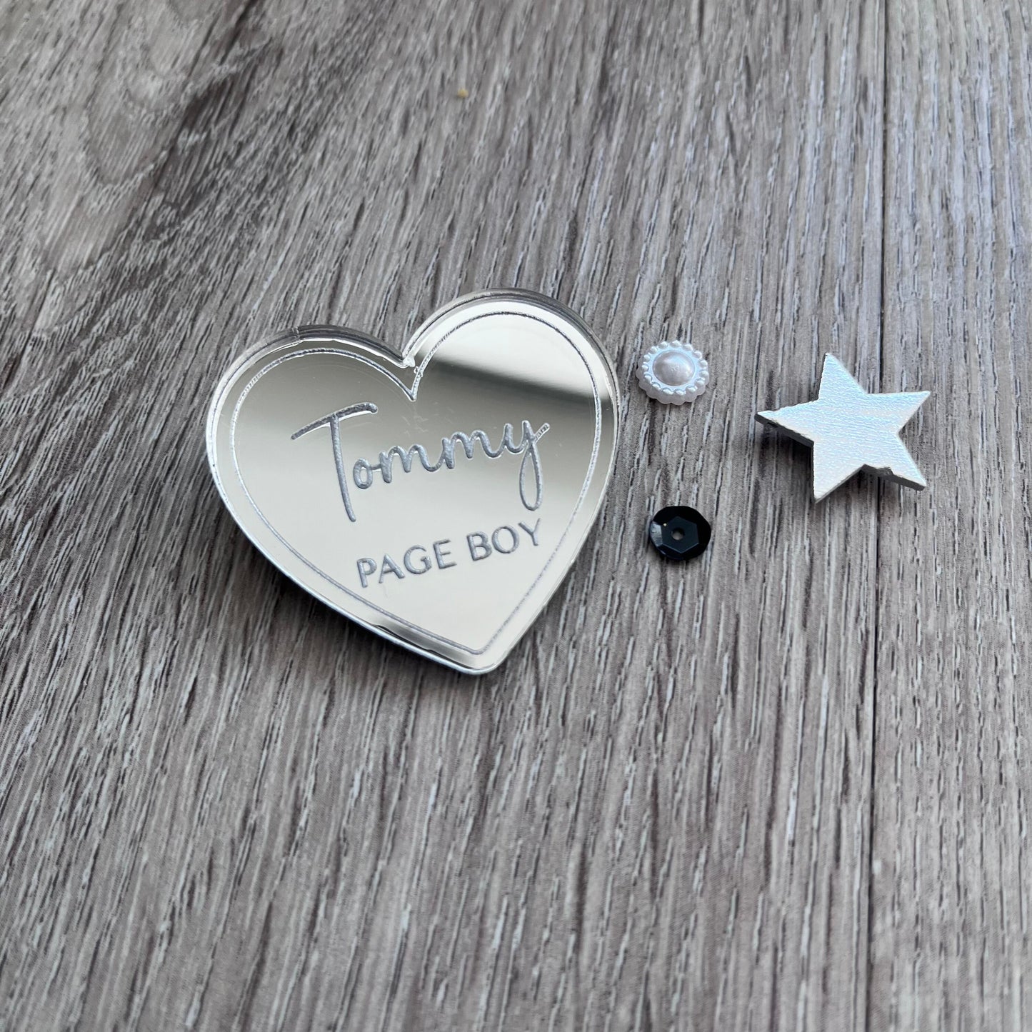 Personalised Page Boy, Mini Best Man Wedding Badge Silver