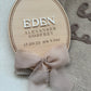 Personalised Wooden Birth Announcement Plaque with Chiffon Ribbon